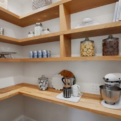 Kitchen Pantry Custom Stained Shelves