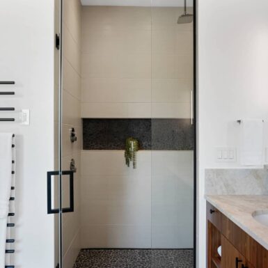 primary bathroom walk-in shower 2023 Tour of Homes by Foksha Homes in Salem Oregon
