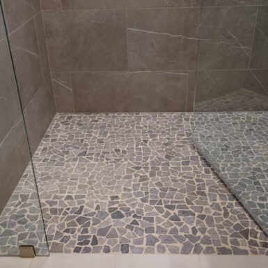 tile splash pad in shower